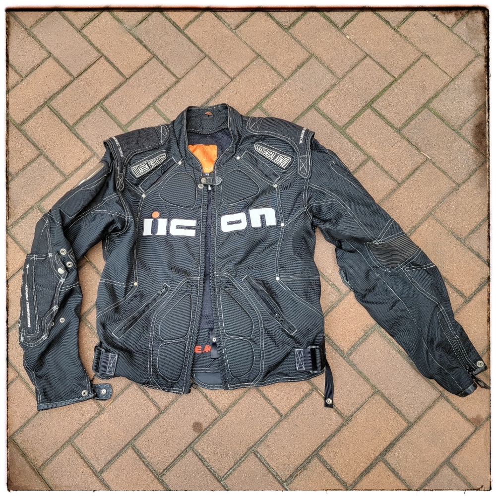 Black ICON Timax Armor Titanium Motorcycle Jacket - Asphalt Technologies XL